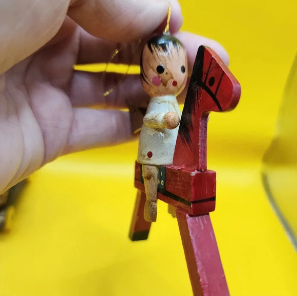 Vtg Wooden Ornaments Antique Cars Angel Horse Christmas Tree - Picture 5 of 7